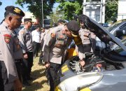 Polres Bondowoso mengecek kesiapan ranmor R 2 dan R4 dalam kesiapan ops mantap praja semeru 2024 
