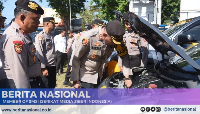 Polres Bondowoso mengecek kesiapan ranmor R 2 dan R4 dalam kesiapan ops mantap praja semeru 2024 