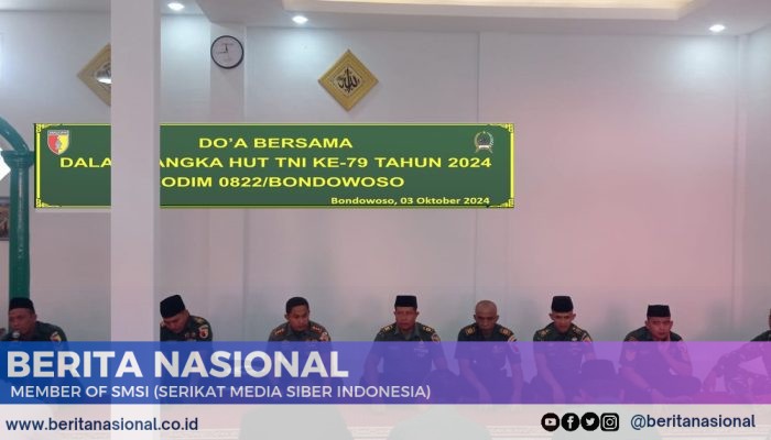 Jelang Peringatan HUT TNI Ke-79, Kodim 0822 Bondowoso Gelar Doa Bersama