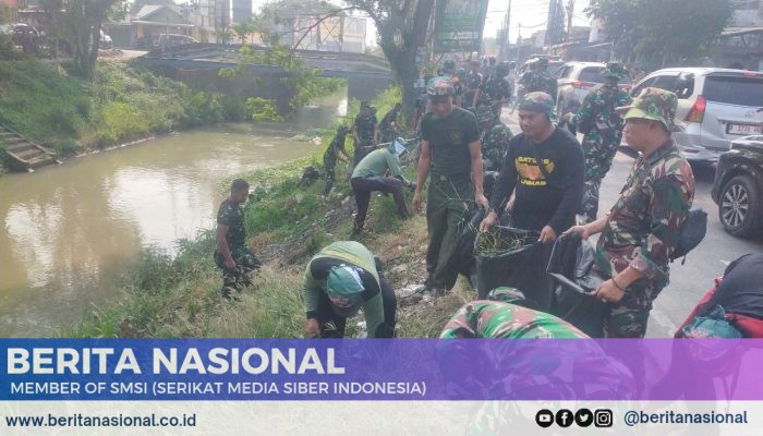 Dalam Rangka HUT TNI ke 79 Kodim 0822 Bondowoso Ikut Terjun Karya Bhakti TNI Bersih-Bersih Sungai Cisadane 