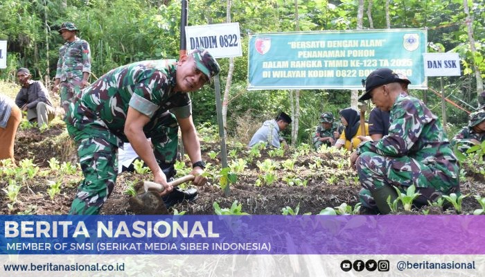 Aksi Tanam Pohon TMMD 123 Kodim 0822 Bondowoso di Desa Gunosari