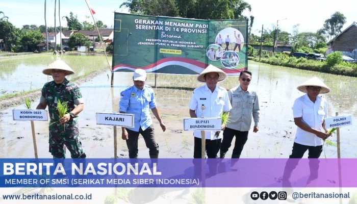 Kasdim 0822 Hadiri Gerakan Tanam Padi Serentak 14 Provinsi bersama Presiden R.I Secara Vicon