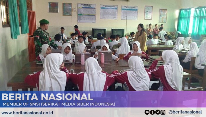 Ribuan Pelajar Terima Makanan Bergizi Gratis, Babinsa 0822 Dampingi Distribusi SPPG Bondowoso