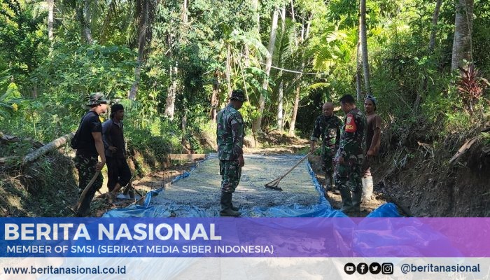 Kebersamaan TNI dan Warga Warnai Pembangunan Jalan di Pekon Pemerihan