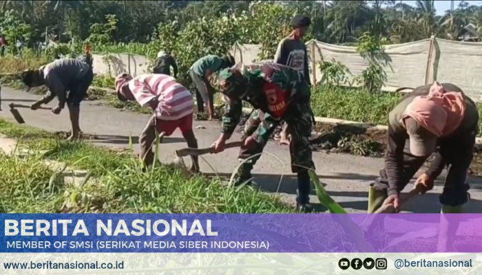 Babinsa 0822 dan Warga Mangli Kompak Gelar Kerja Bakti Cegah Banjir