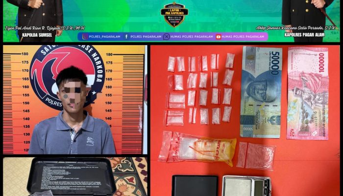 Pemuda di Pagar Alam Ditangkap Satresnarkoba, Simpan 21 Paket Sabu Siap Edar