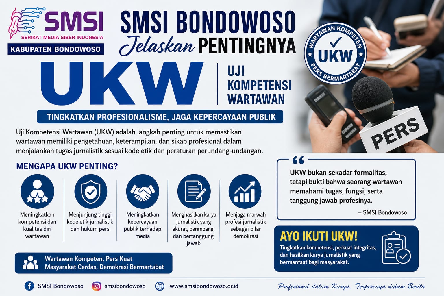 Perkuat Standar Jurnalistik, SMSI Bondowoso Ajak Wartawan Ikuti UKW