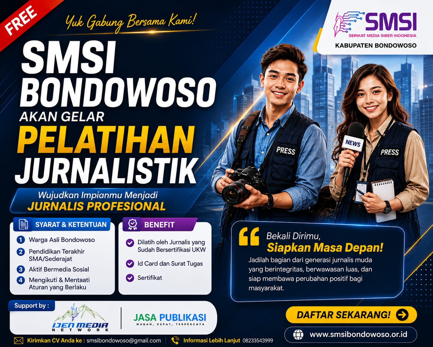 Kesempatan Emas! SMSI Bondowoso Gelar Pelatihan Jurnalistik Gratis, Siap Cetak Jurnalis Profesional